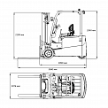 Чертеж Электропогрузчик трехопорный Aurora Forklift CPD15SQ-A2LIG3-M, 1.5т, Li-ion