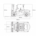 Чертеж Вилочный погрузчик Aurora Forklift CCPCD100-W2K2, 10т, дизельный